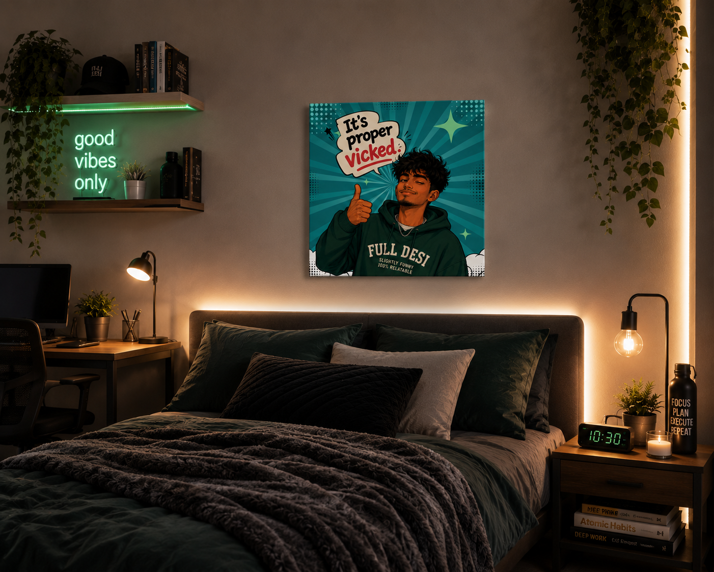 It’s Proper Vicked Teal Pop Art Canvas | Funny Full Desi Wall Decor