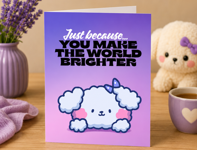 Just Because You Make the World Brighter – Thinking of You & Just Because Greeting Card