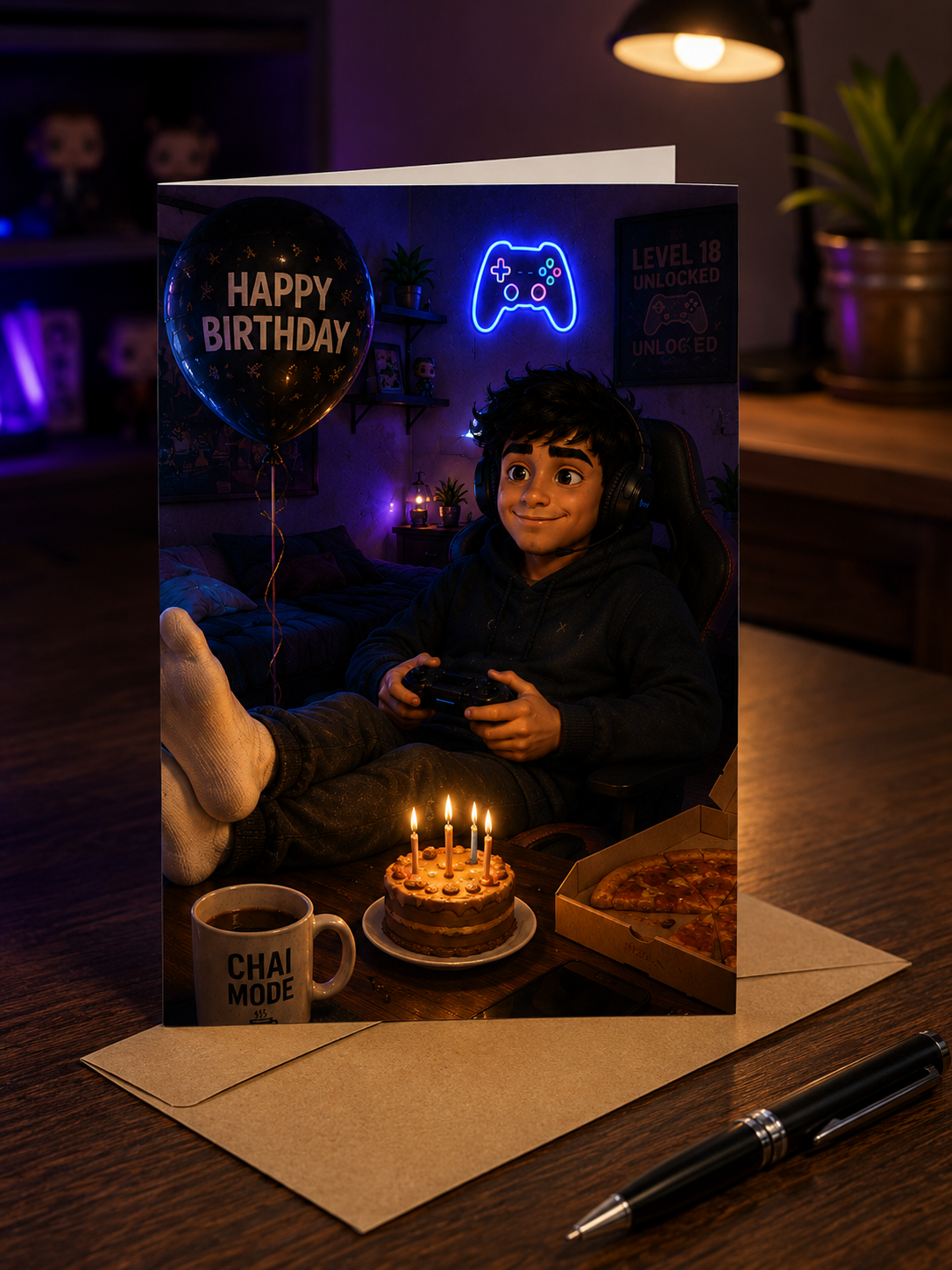 Level Up Your Birthday – Funny Gamer Birthday Greeting Card g