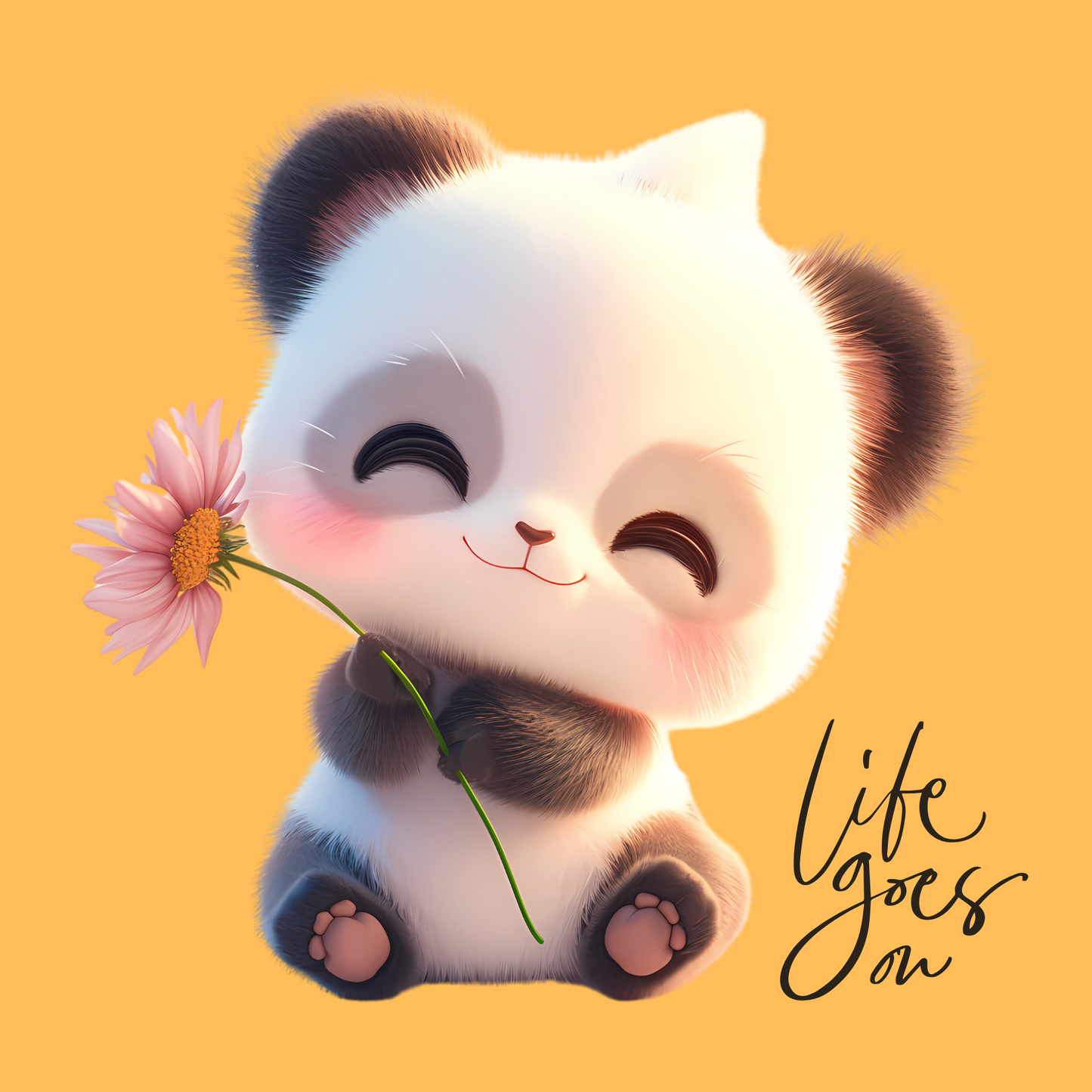 Life Goes On – 10x10" Cute Panda Canvas Wall Art