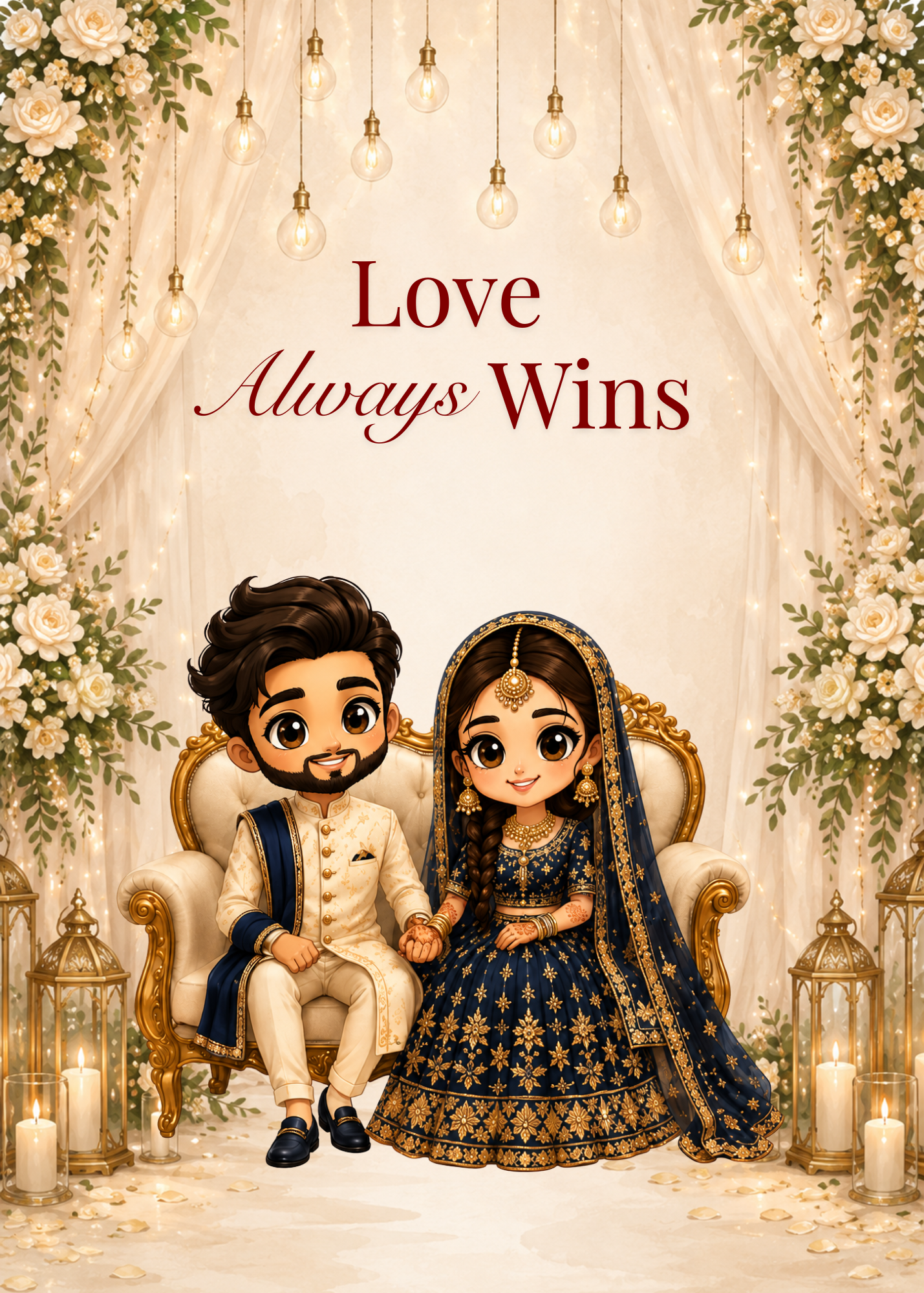Love Always Wins – Elegant Wedding Congratulations Greeting Card