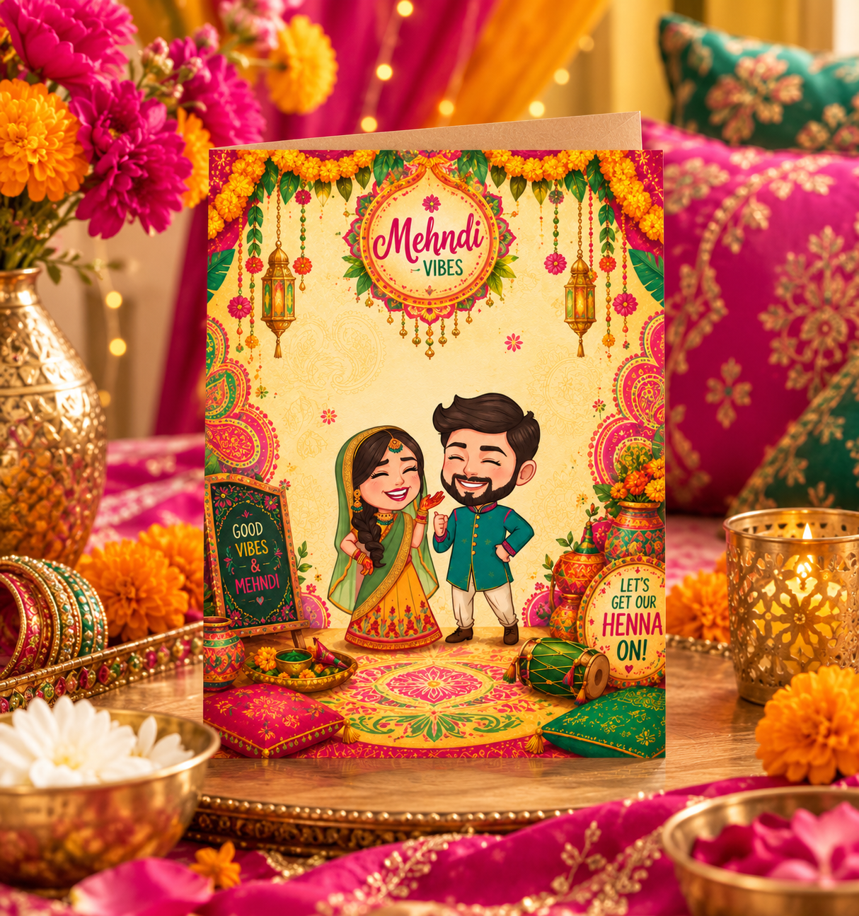 Come for the Mehndi, Stay for the Laughter – Mehndi Celebration Greeting Card
