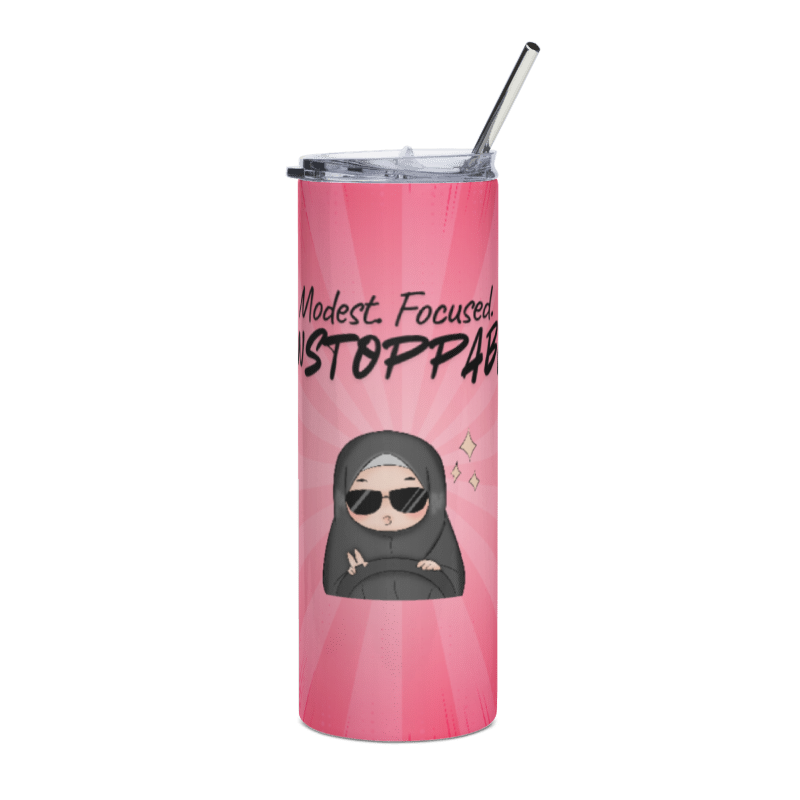 "Modest. Focused. Unstoppable." Hijabi Girl Stainless Steel Tumbler – 20oz