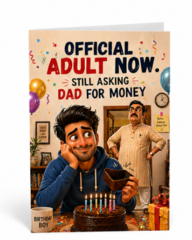 Official Adult Now, Still Asking Dad for Money – Funny Birthday Card
