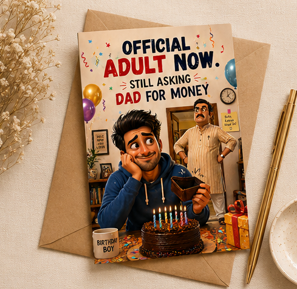 Official Adult Now, Still Asking Dad for Money – Funny Birthday Card