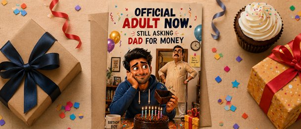 Official Adult Now, Still Asking Dad for Money – Funny Birthday Card