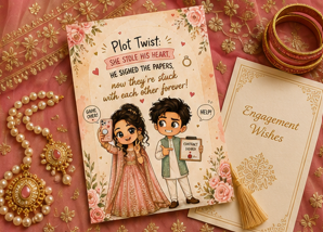 Plot Twist: She Stole His Heart – Funny Engagement Card