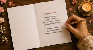 Plot Twist: She Stole His Heart – Funny Engagement Card