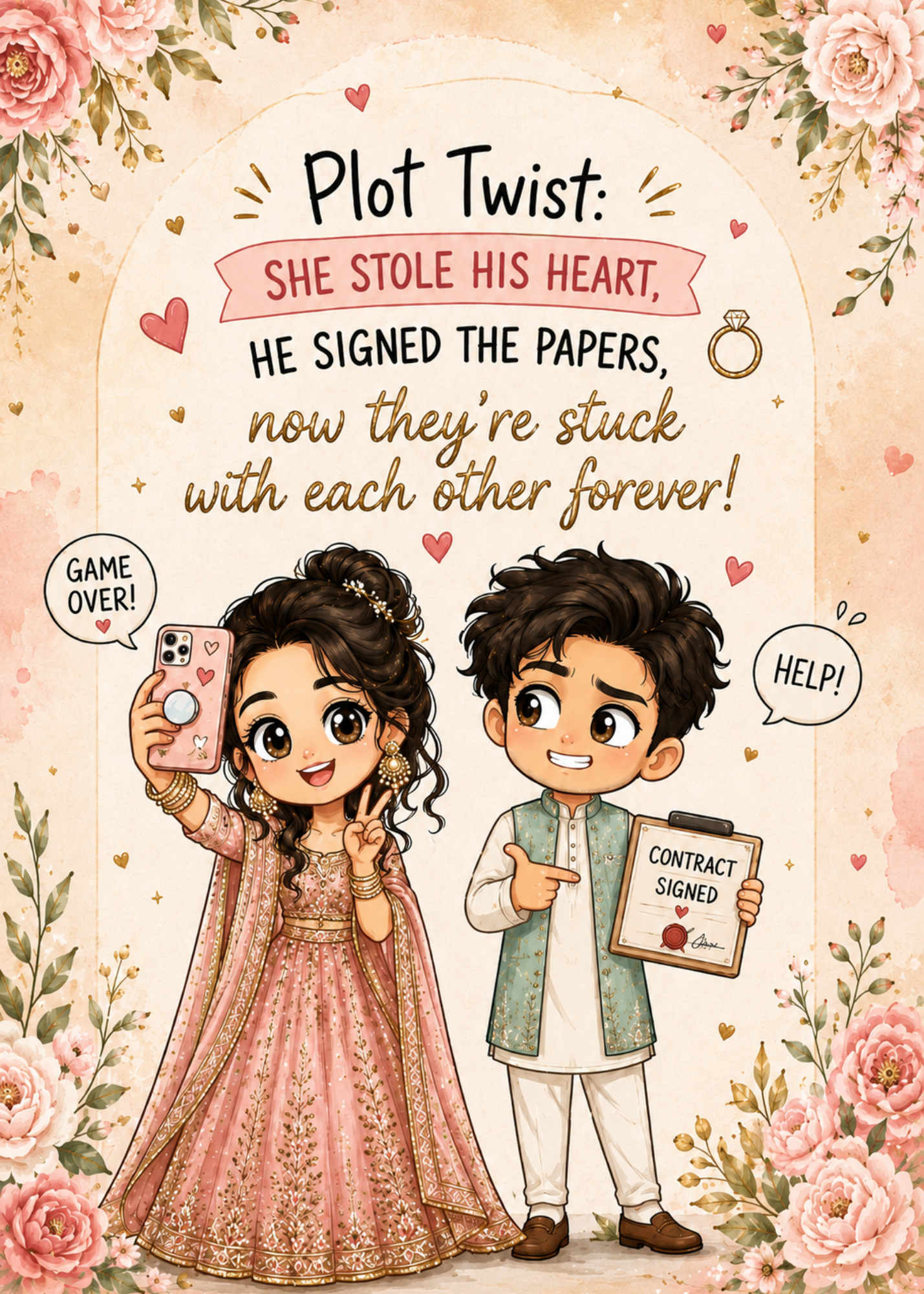 Funny Engagement Greeting Card – Plot Twist: She Stole His Heart
