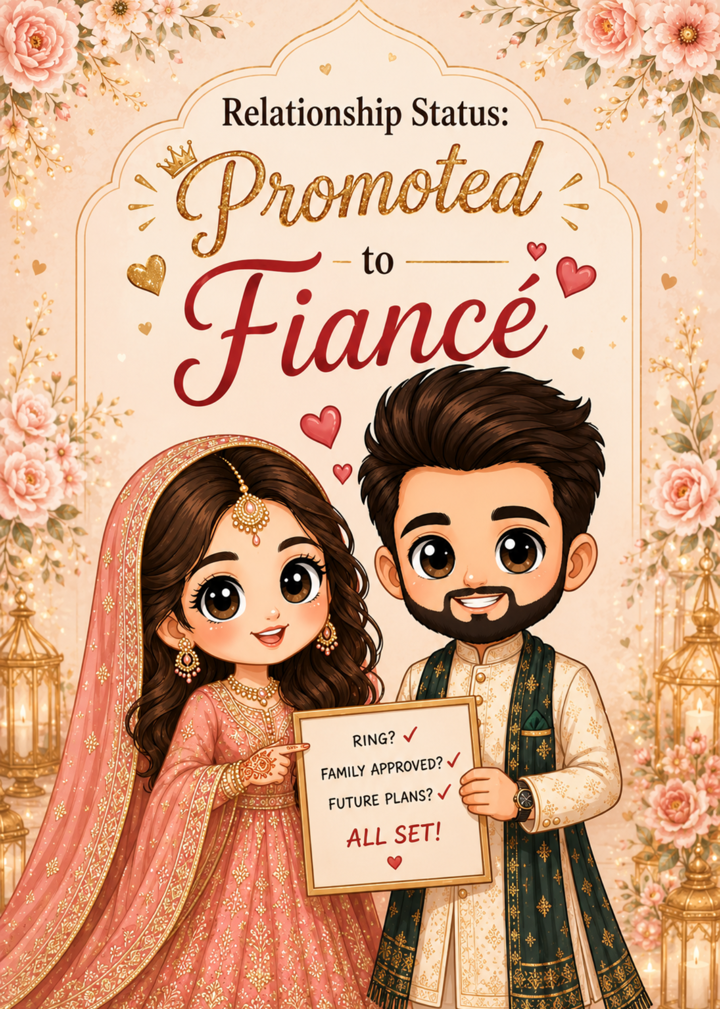 Promoted to Fiancé Engagement Greeting Card – Cute Couple Proposal Card