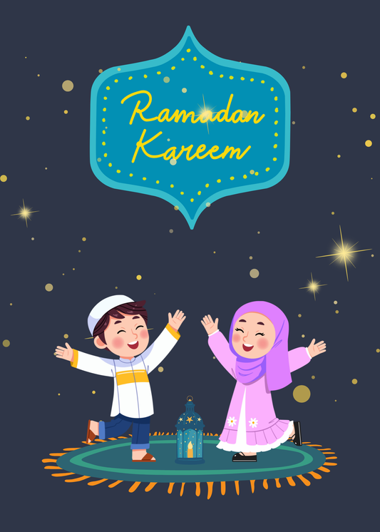 Ramadan Kareem Kids Greeting Card – Lantern & Celebration Theme