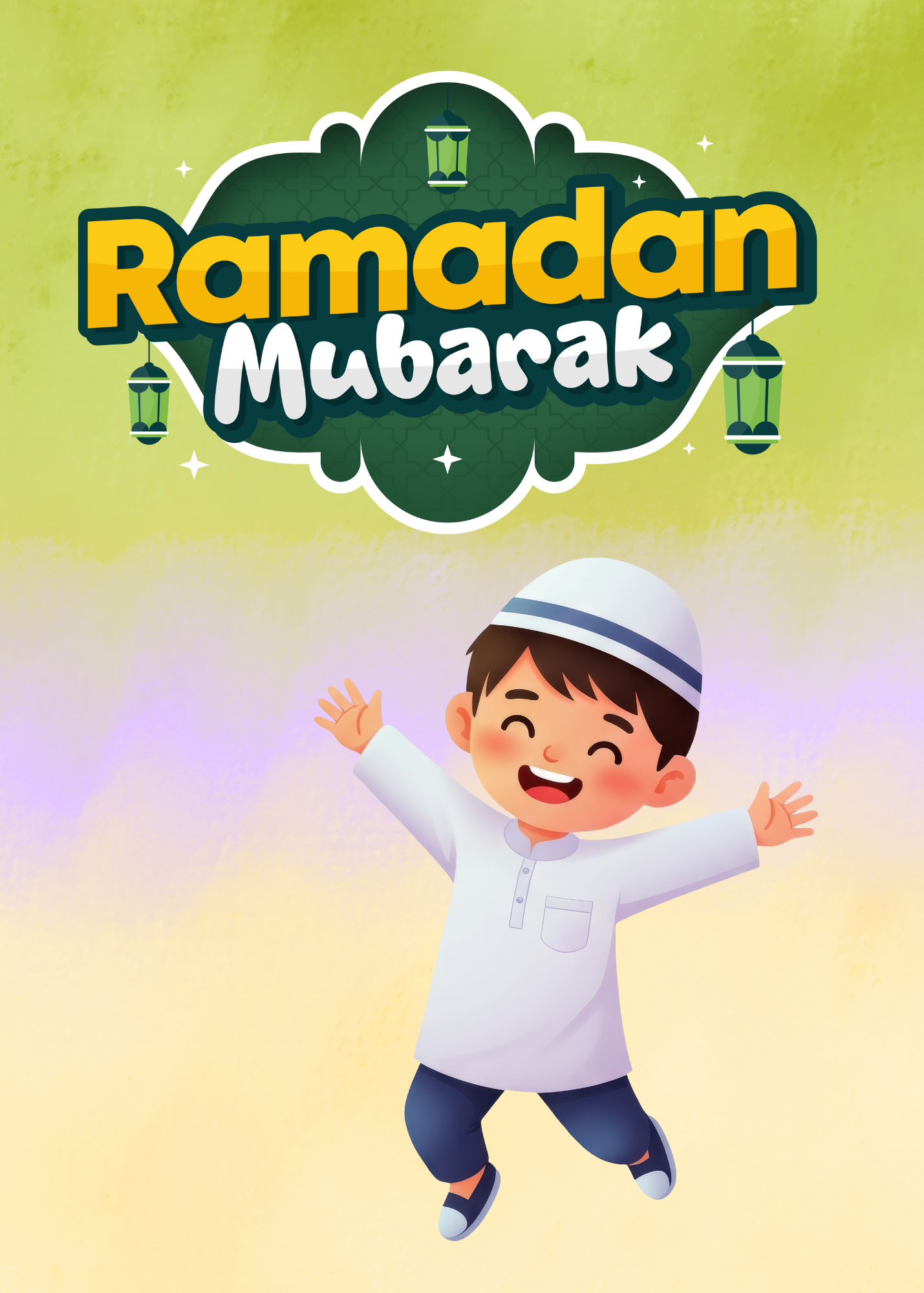 Joyful Ramadan Mubarak Greeting Card for Kids