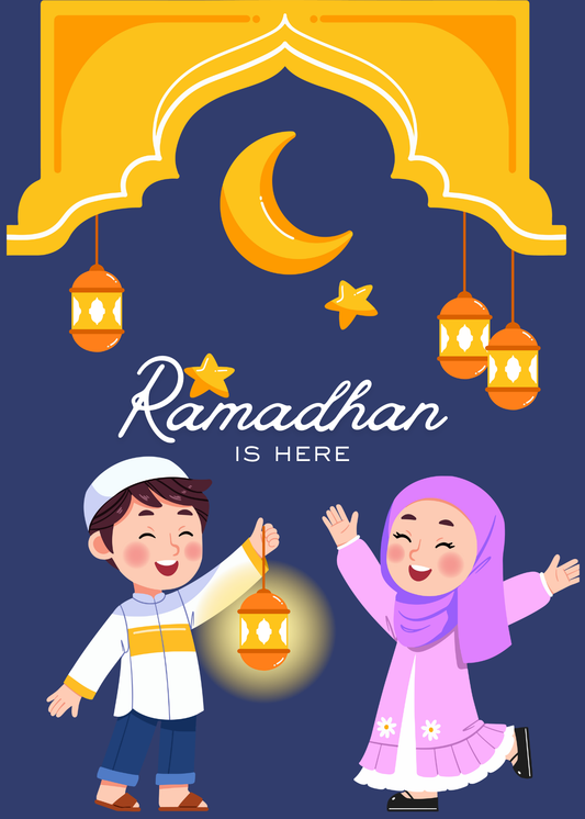 Ramadhan Is Here Greeting Card – Lantern Celebration With Muslim Kids