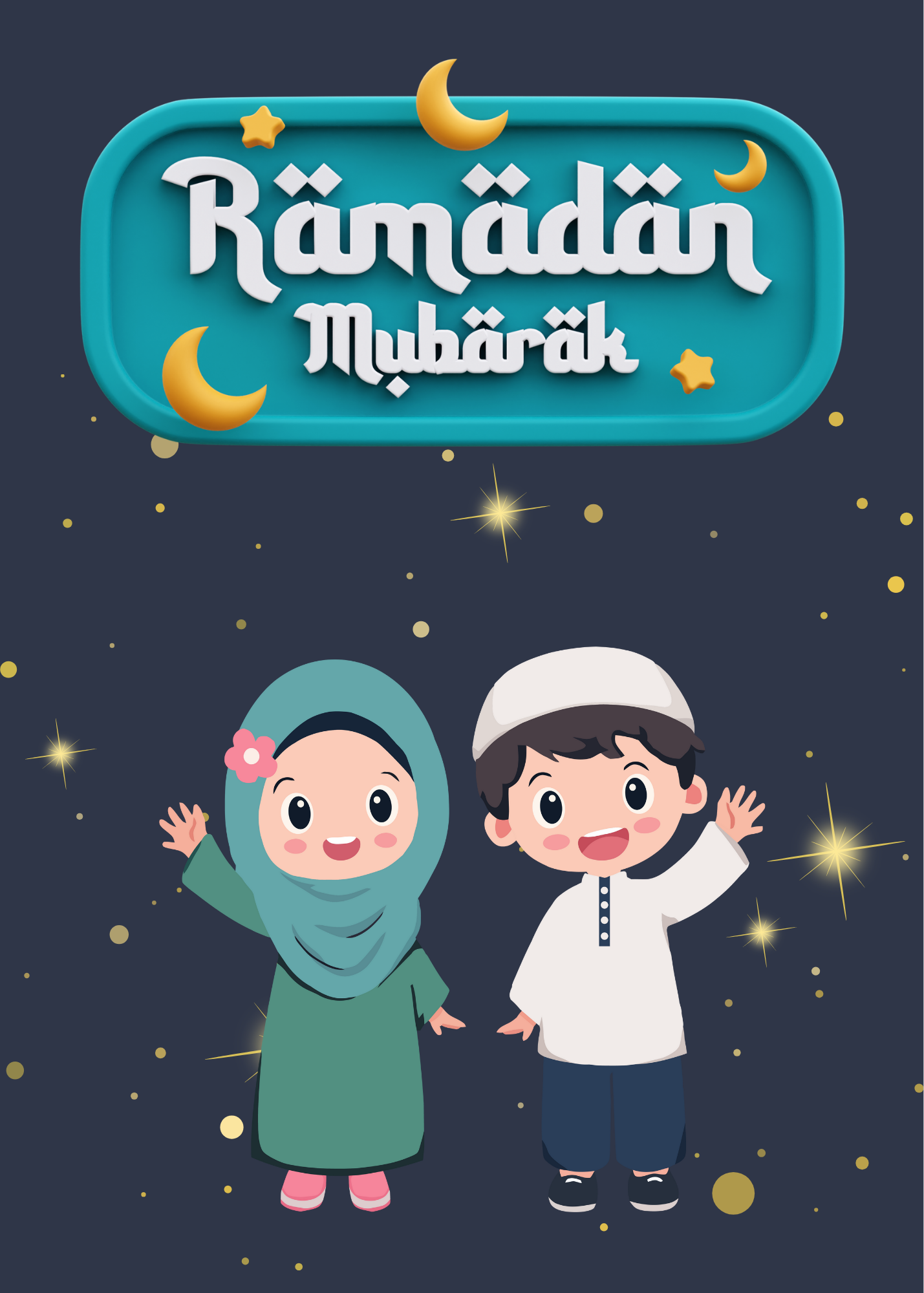 🌙 Kids Ramadan Greeting Cards – Assorted Set of 4