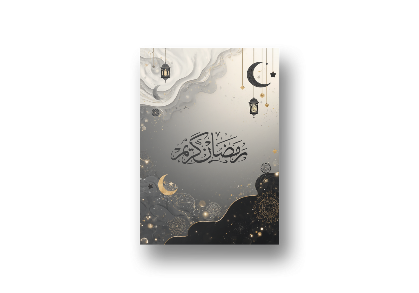Luxury Ramadan Kareem Greeting Card – Arabic Calligraphy & Lantern Design