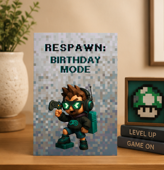 Respawn Birthday Mode Card – Gamer Birthday Greeting Card (5x7")