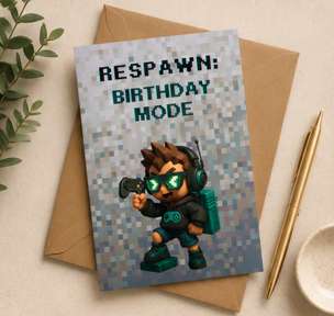 Respawn Birthday Mode Card – Gamer Birthday Greeting Card (5x7")