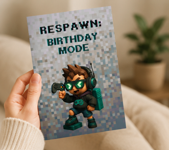 Respawn Birthday Mode Card – Gamer Birthday Greeting Card (5x7")