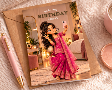 Serving Birthday Looks – Desi Birthday Card for Her