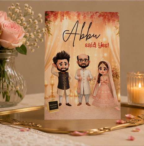 Abbu Said Yes! Engagement Greeting Card – Nikah & Wedding Celebration Card