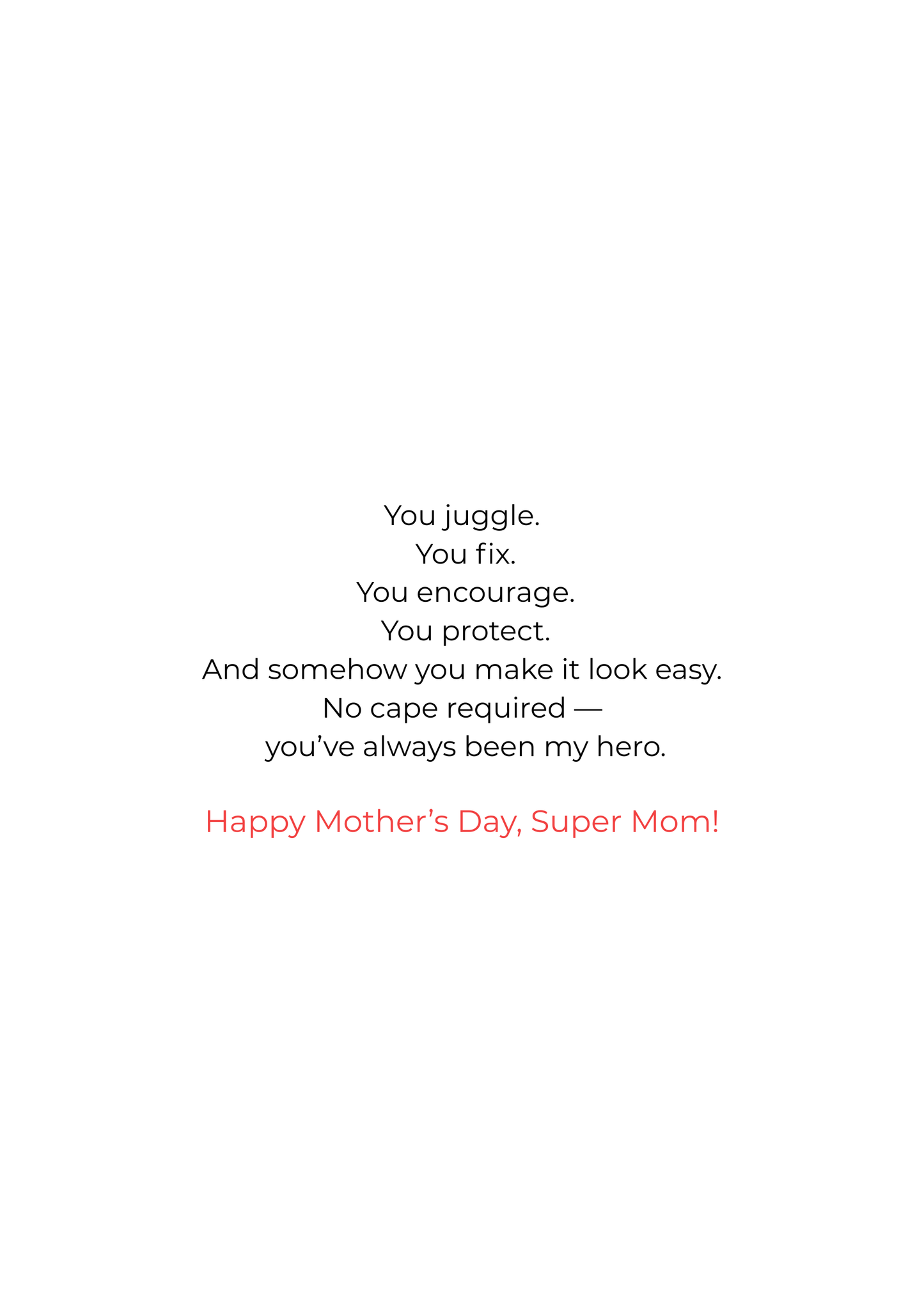 Super Mom Greeting Card – Fun Comic Style Mother’s Day Card
