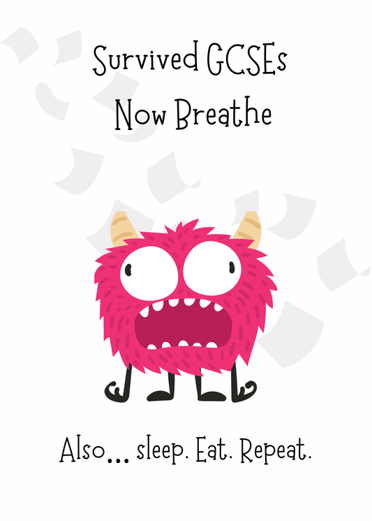 You Survived GCSEs – Now Breathe | Funny GCSE Congratulations Card | Mellow Melon