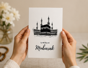 Umrah Mubarak – Elegant Islamic Greeting Card
