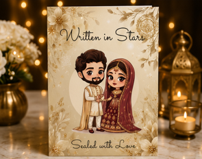 Written in Stars – Desi Wedding Congratulations Card