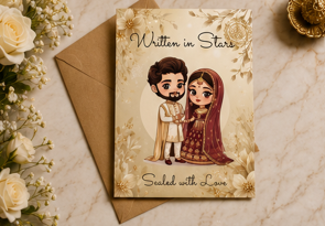 Written in Stars – Desi Wedding Congratulations Card