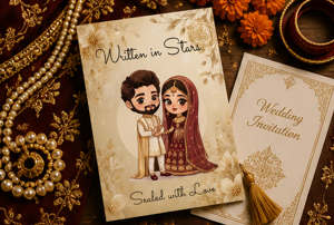Written in Stars – Desi Wedding Congratulations Card