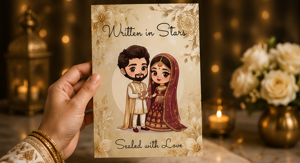 Written in Stars – Desi Wedding Congratulations Card