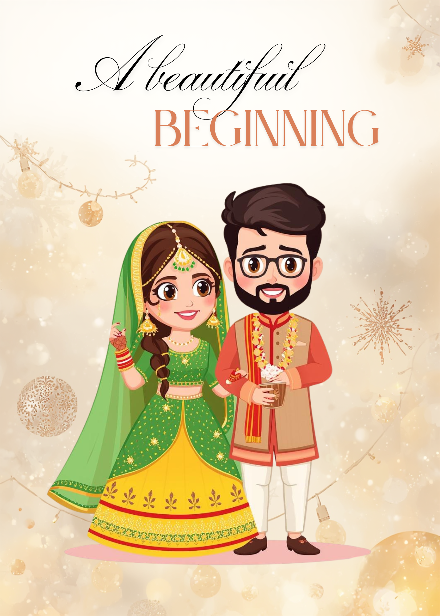 Wedding Congratulations Card | A Beautiful Beginning Desi Wedding Card