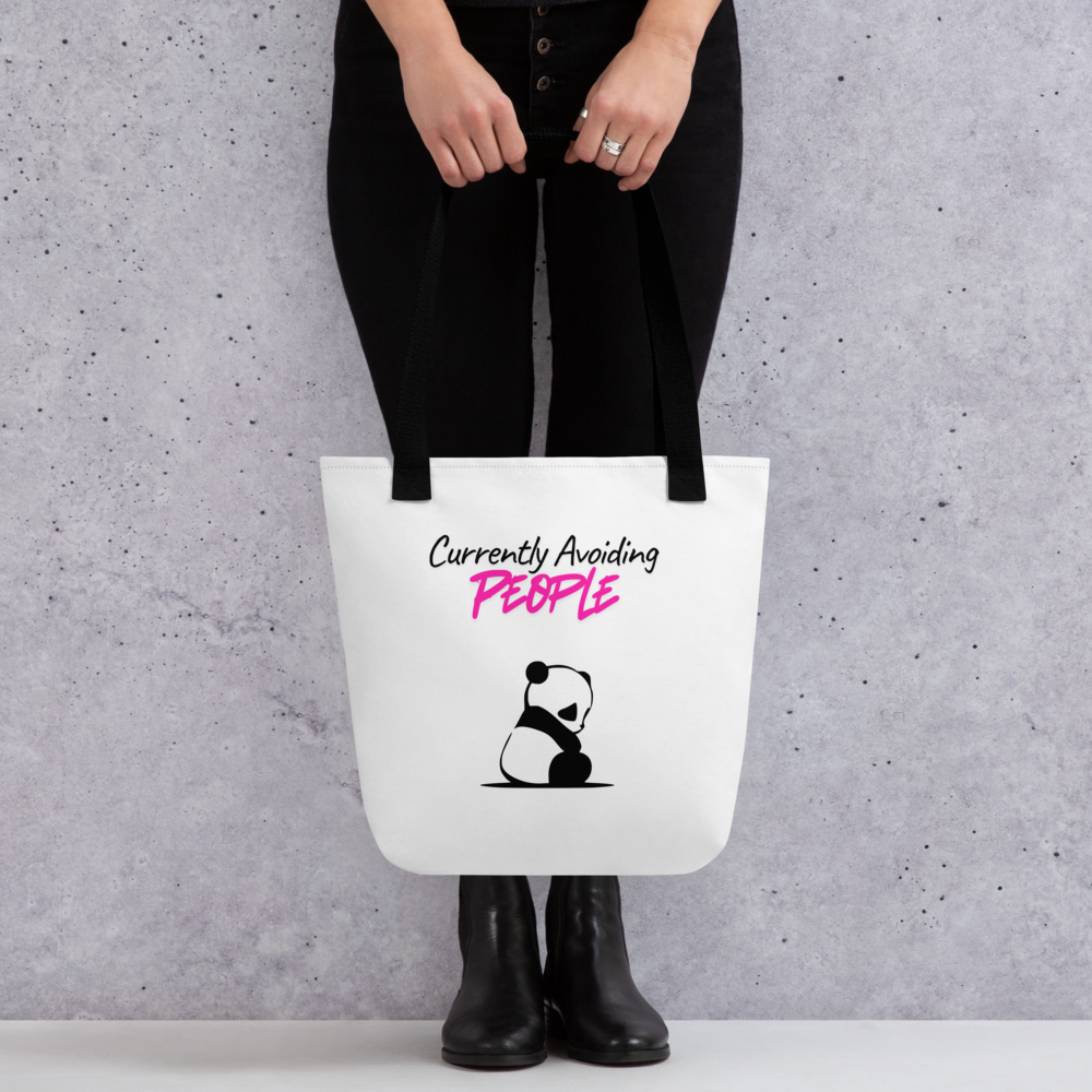 Currently Avoiding People Panda Tote Bag – Funny Introvert Tote Bag