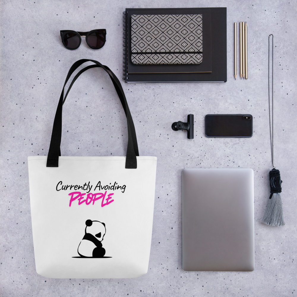 Currently Avoiding People Panda Tote Bag – Funny Introvert Tote Bag