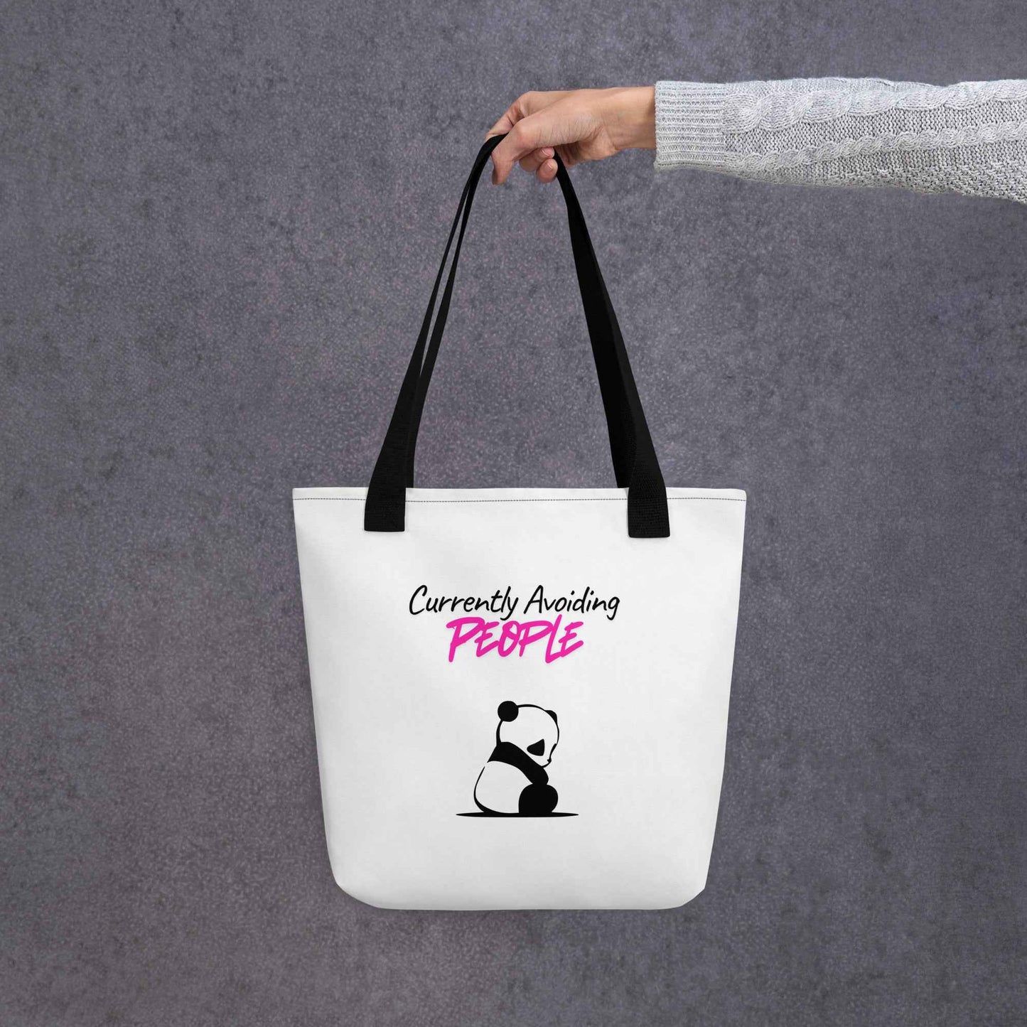Currently Avoiding People Panda Tote Bag – Funny Introvert Tote Bag