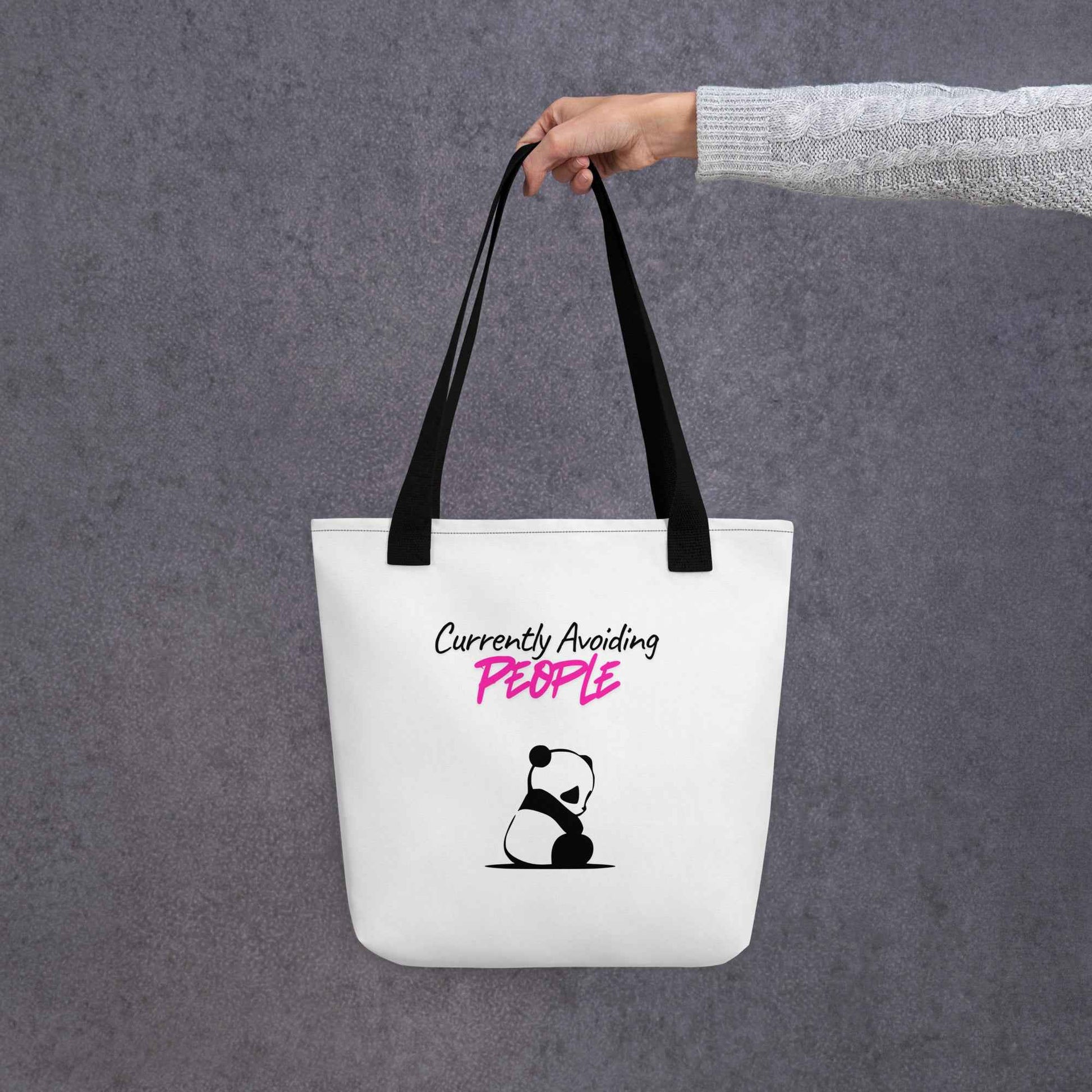 Currently Avoiding People Panda Tote Bag – Funny Introvert Tote Bag