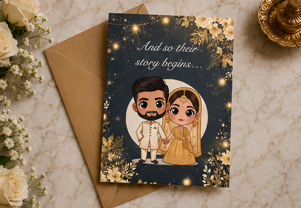 And So Their Story Begins – Desi Wedding Congratulations Card