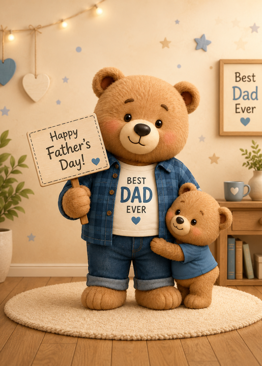 Best Dad Ever Father’s Day Greeting Card – Cute Teddy Bear Card