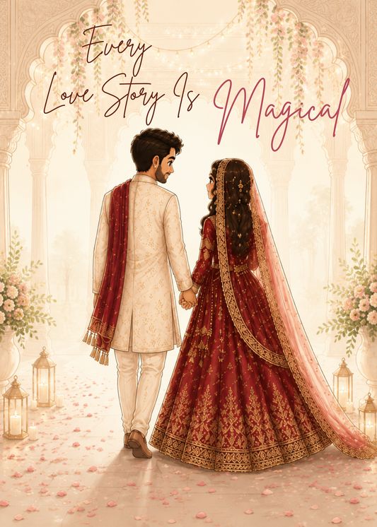 Every Love Story Is Magical – South Asian Wedding Greeting Card