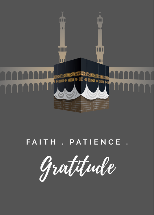 Hajj Mubarak Greeting Card – Faith, Patience, Gratitude