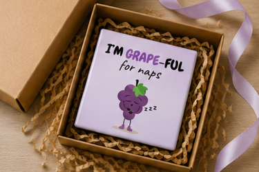 I'm Grape-ful for Naps – Funny 4×4 Fridge Magnet