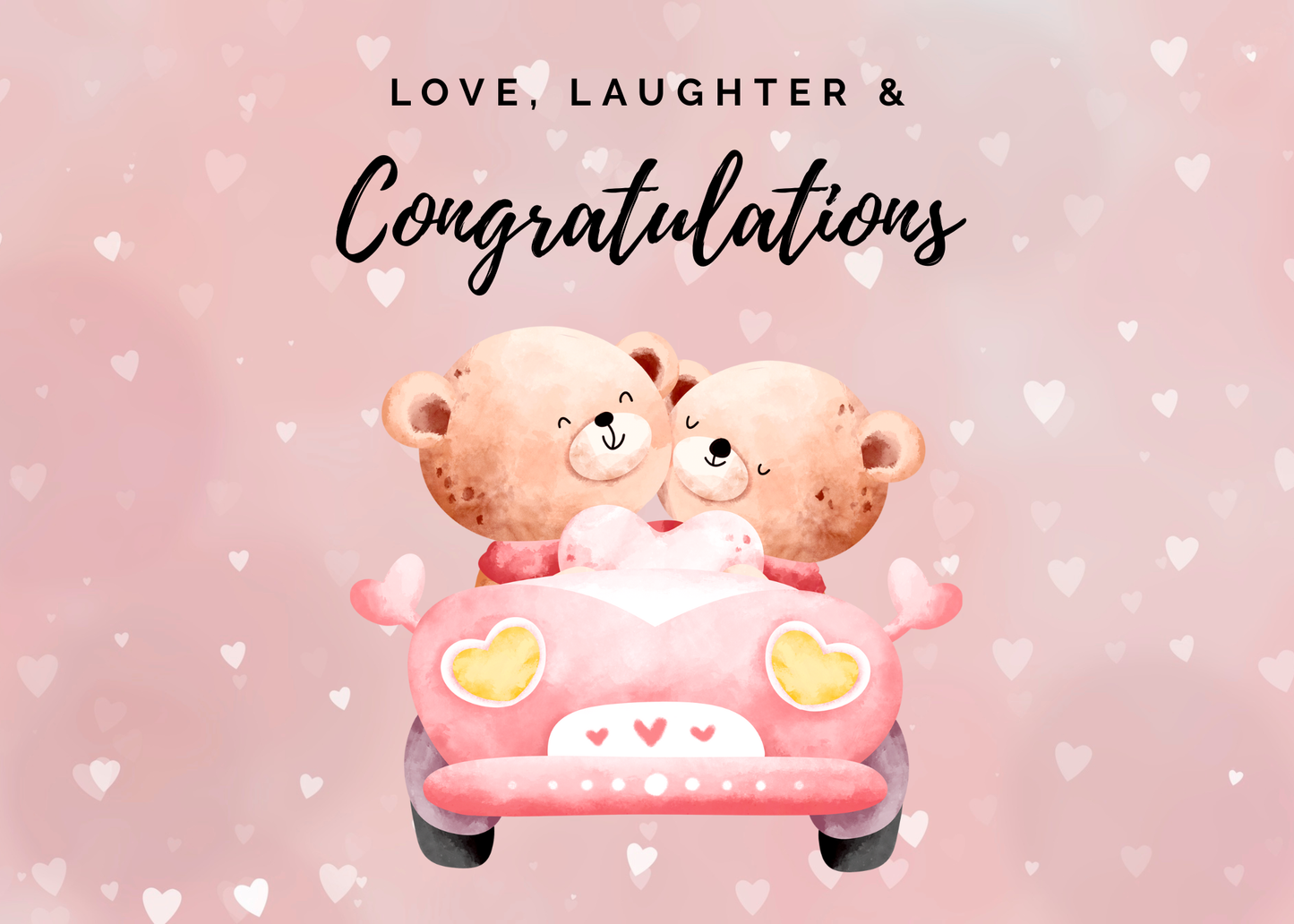 Love, Laughter & Congratulations – Wedding Bear Couple Card