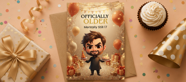 Officially Older, Mentally Still 17 – Funny Birthday Card