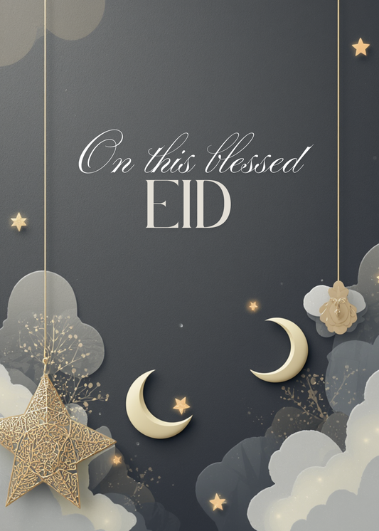 On This Blessed Eid Greeting Card – Gold Star & Crescent Moon Design