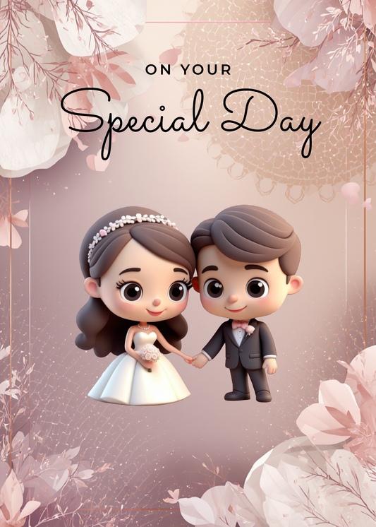 On Your Special Day – Cute Bride & Groom Wedding Card