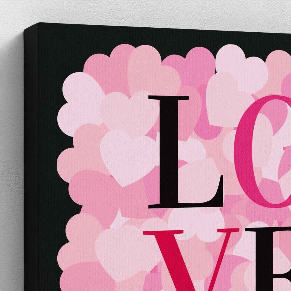 Love Lives Here – Pink Heart Wall Art Canvas Print (10x10")