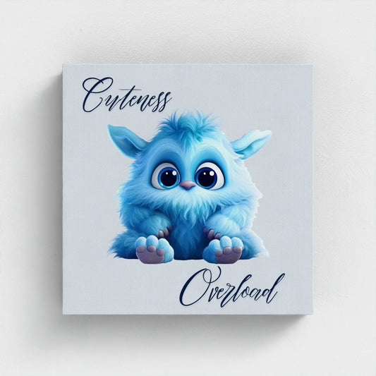 Adorable Blue Fluffy Monster Canvas – Cuteness Overload Wall Art (10x10")