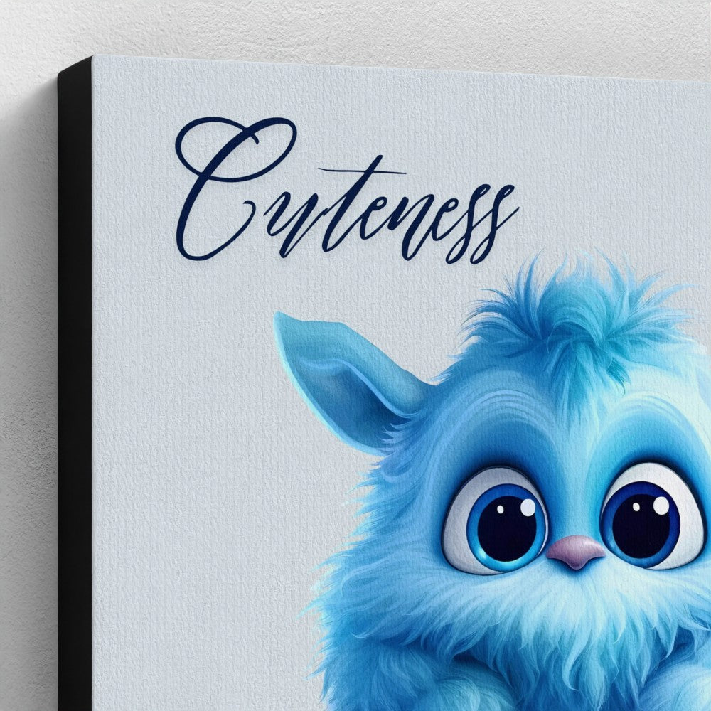 Adorable Blue Fluffy Monster Canvas – Cuteness Overload Wall Art (10x10")