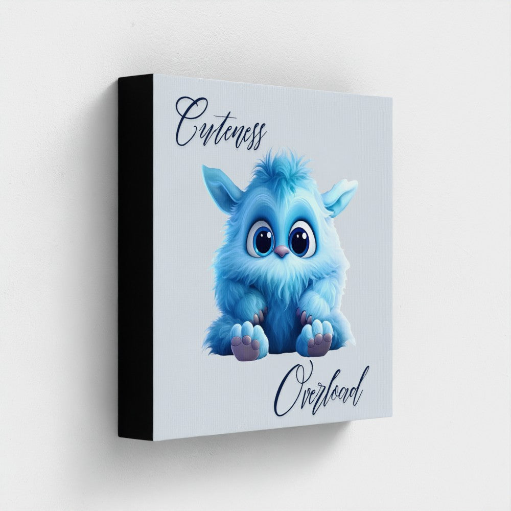 Adorable Blue Fluffy Monster Canvas – Cuteness Overload Wall Art (10x10")