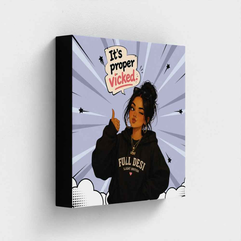 It’s Proper Vicked Blue Canvas Print – Funny Gen Z Pop Art Wall Art